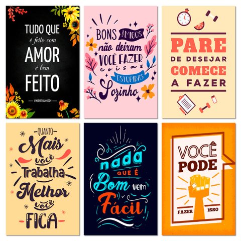 Kit 6 Placas Decorativas Frases Amor Você Pode 20x30 cm Mdf