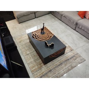 Mesa de Centro de Sala Floral 90 X 70 Retangular Preta ou Branca