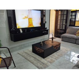 Mesa de Centro de Sala Floral 90 X 70 Retangular Preta ou Branca - 2