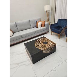 Mesa de Centro de Sala Floral 90 X 70 Retangular Preta ou Branca - 4