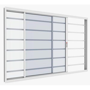 Janela de alumínio Ônix 02 folhas com grade Branco - 100x120