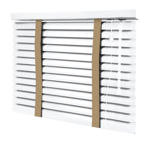 Persiana Horizontal - 1,90m Larg X 1,20m Alt - Alumínio 50mm com Fita Decorativa - Cor: Branca - Fit