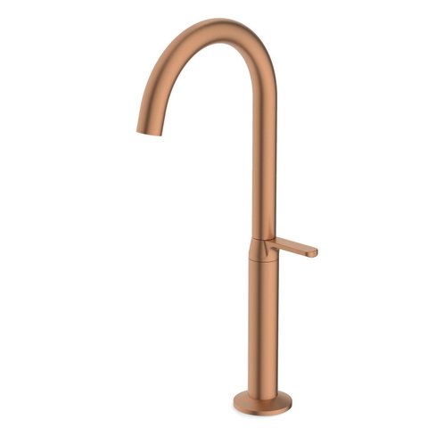 Torneira para Lavatório de Mesa Bica Alta Design Rosa/Rose Gold Matte Celite