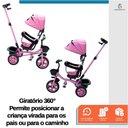Ver imagem 3 de Triciclo Carrinho de Passeio Infantil com Capota Porta Objetos até 50kg Empurrador Haste