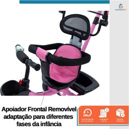Triciclo Carrinho de Passeio Infantil com Capota Porta Objetos Cinto de Segurança até 50kg Empurrado - 10