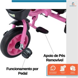 Triciclo Carrinho de Passeio Infantil com Capota Porta Objetos Cinto de Segurança até 50kg Empurrado - 9