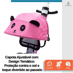 Triciclo Carrinho de Passeio Infantil com Capota Porta Objetos Cinto de Segurança até 50kg Empurrado - 3