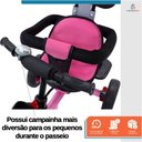 Ver imagem 5 de Triciclo Carrinho de Passeio Infantil com Capota Porta Objetos até 50kg Empurrador Haste