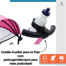 Triciclo Carrinho de Passeio Infantil com Capota Porta Objetos Cinto de Segurança até 50kg Empurrado - 7