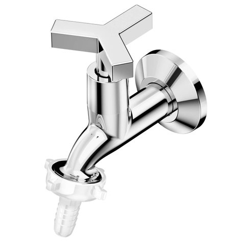 Torneira para Tanque e Jardim de Parede com Bico União Plástico Up Cinza/Cromado Celite