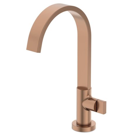 Torneira para Lavatório de Mesa Bica Alta Flow Rosa/Rose Gold Matte Celite