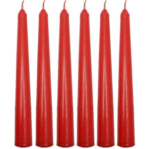 Conjunto 6 Vela Decoração Natalina Vermelho Castiçal de 21cm