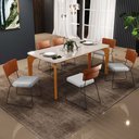 Ver imagem 2 de Mesa Capri 160cm Off White Com 6 Cadeiras Allana B05 Couríssimo Camel Linho Cinza - Lyam Decor