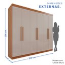 Ver imagem 4 de Guarda-Roupa Casal 6 Portas 4 Gavetas New Malibu Espresso Móveis Marrom/Cinamomo/Off White