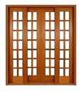 Ver imagem 1 de Porta Balcão Quadriculada 4 Folhas 2,15 (a) X 2,00 (l) Madeira Maciça de Itauba Cx 14 Cm