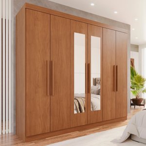 Guarda-Roupa Casal 6 Portas 4 Gavetas com Espelho New Malibu Espresso Móveis