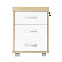 Ver imagem 3 de Gaveteiro Brisa do Vale Moderno 3 Gavetas MDP MDF com Rodízios Carvalho Branco Artany