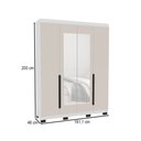 Ver imagem 4 de Guarda-roupa Casal Madrid 4 Portas 4 Gavetas com Espelho Creme/branco - Politorno