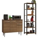 Ver imagem 2 de Kit Cozinha Balcão Gabinete 3 Portas 1 gaveta e Armário Cozinha Despensa 5 Prateleiras Rustic/