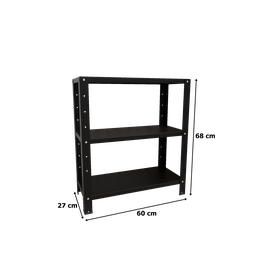 Estante / Armario de Aço Reforçado 60cm 3 Bandejas Preta - 3