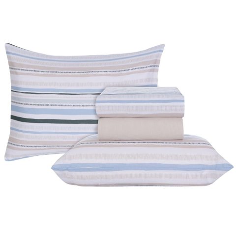 Jogo de Lençol Cama Box King Kit 4 Peças com Elástico Sonhare Sultan Cancun
