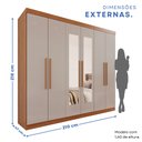 Ver imagem 4 de Guarda-Roupa Casal 6 Portas 4 Gavetas com Espelho New Malibu Espresso Móveis Marrom/Cinamomo/Off White