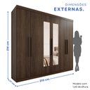 Ver imagem 4 de Guarda-Roupa Casal 6 Portas 4 Gavetas com Espelho New Malibu Espresso Móveis