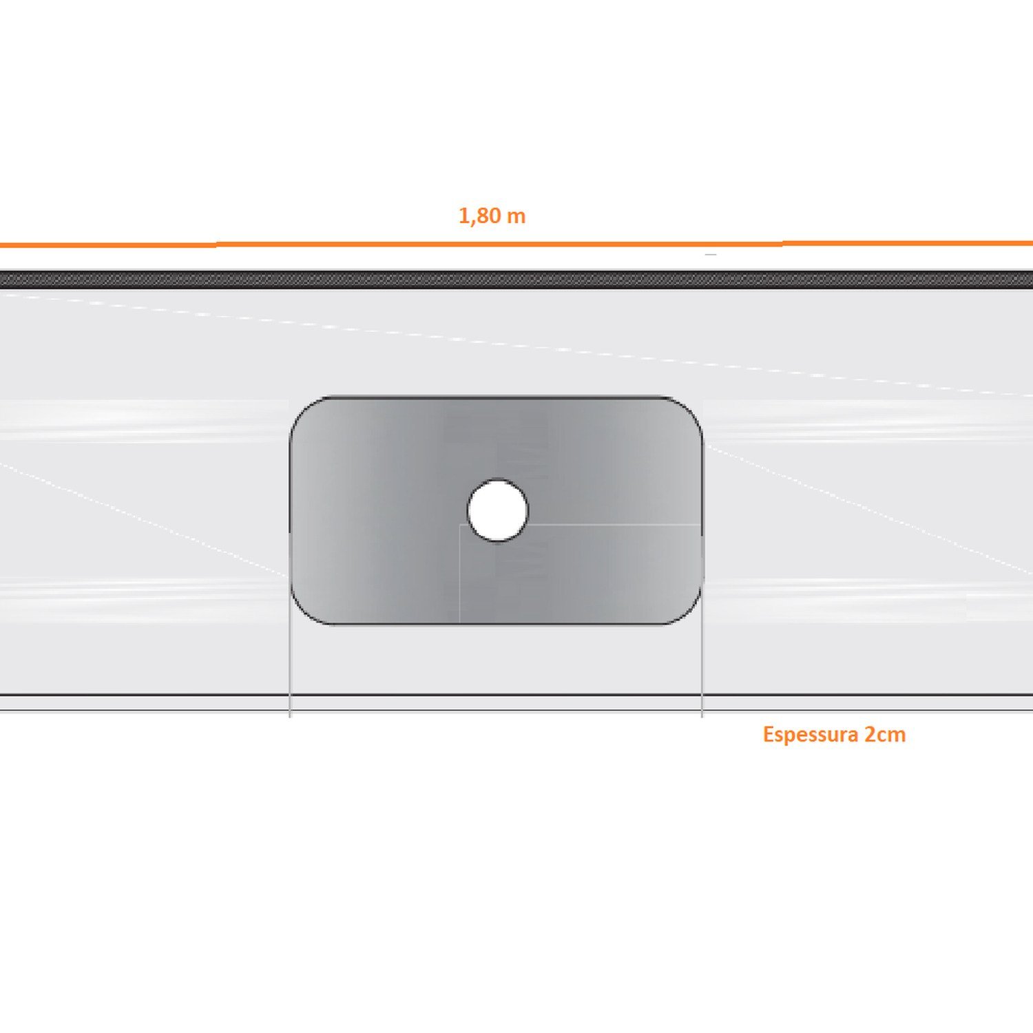 Pia de Cozinha Granito 180cm Santa Cecilia Standard Cuba Simples - 2