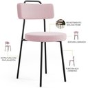 Ver imagem 4 de Kit 06 Cadeiras Decorativas Estofada Para Sala De Jantar Barcelona L02 Bouclê Rosê - Lyam Decor
