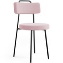 Ver imagem 3 de Kit 06 Cadeiras Decorativas Estofada Para Sala De Jantar Barcelona L02 Bouclê Rosê - Lyam Decor