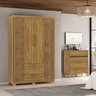Guarda Roupa Pequeno Ep 4 Portas e 3 Gavetas Ideal para Quarto de Solteiro:nature-brisa - 1