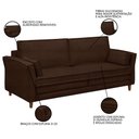 Ver imagem 3 de Sofá Living 3 Lugares 180cm Pés Madeira Efraim F05 Veludo Marrom - Mpozenato