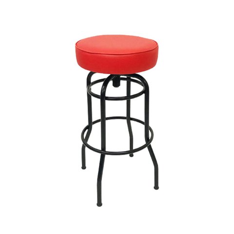 Banqueta Giratória Bar para Bancada Média Altura 65cm cor Preto Assento Vermelho Poltronas do Sul Ba