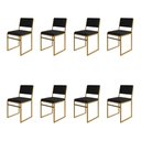 Ver imagem 1 de Kit 8 Cadeiras de Jantar Industrial Isa Assento Veludo Preto Base Dourado