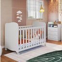 Ver imagem 1 de Quarto de Bebê Cômoda 3 Gavetas e Berço Americano 100% MDF Teka Espresso Móveis Branco Brilho