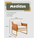 Ver imagem 3 de Poltrona Confortável Decorativa Sala Recepção Base Ferro e Madeira - Tecido E Couro Ecológico