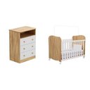 Ver imagem 2 de Quarto de Bebê Cômoda 3 Gavetas Berço Americano 100% MDF Teka Espresso Móveis Branco Brilho/Amêndoa