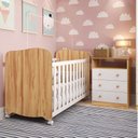Ver imagem 1 de Quarto de Bebê Cômoda 3 Gavetas Berço Americano 100% MDF Teka Espresso Móveis Branco Brilho/Amêndoa
