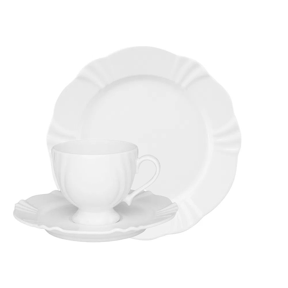 Kit Café Jogo Lanche Soleil White Oxford® Porcelana 12 Peças - 1
