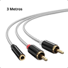 Cabo P2 Fêmea 3.5mm para Rca Macho Qualidade Premium 3 Mt - 3