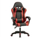 Ver imagem 1 de Cadeira Gamer Elite Courino com Encosto Reclinável e Almofadas Preto e Vermelho