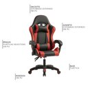 Ver imagem 6 de Cadeira Gamer Elite Courino com Encosto Reclinável e Almofadas Preto e Vermelho
