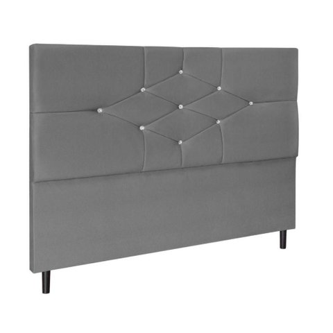 Cabeceira Cama Box Casal 90 Cm Virgínia Suede Cinza