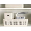 Ver imagem 2 de Kit 4 Cestos Organizadores Flow Bege com Tampa 5,4l Empilháveis Lavanderia Acessórios