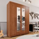 Ver imagem 1 de Guarda-Roupa Solteiro 4 Portas 3 Gavetas com Espelho com Pés Roma Espresso Móveis Marrom/Cinamomo