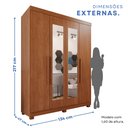 Ver imagem 5 de Guarda-Roupa Solteiro 4 Portas 3 Gavetas com Espelho com Pés Roma Espresso Móveis Marrom/Cinamomo