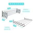 Ver imagem 4 de Varal Sanfonado Parede Retrátil 60cm Aço Pintado