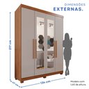 Ver imagem 5 de Guarda-Roupa Solteiro 4 Portas 3 Gavetas com Espelho com Pés Roma Espresso Móveis Marrom/Cinamomo/Off White