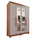 Ver imagem 4 de Guarda-Roupa Solteiro 4 Portas 3 Gavetas com Espelho com Pés Roma Espresso Móveis Marrom/Cinamomo/Off White