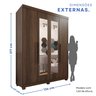 Guarda-roupa Solteiro 4 Portas 3 Gavetas com Espelho com Pés Roma Espresso Móveis - 5
